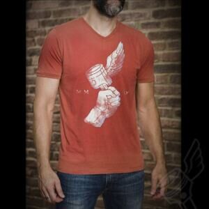 NEW Dime City Winged Flying Piston Motorcycle Moto T-Shirt Large Y2K Graphic